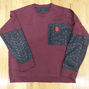 PRE-LOVED Coach Burgundy and Black Men's Sweater (Size: XXL)